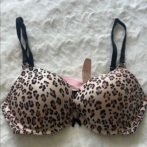 Victoria's Secret Black and Tan Leopard Print Bra with Underwire